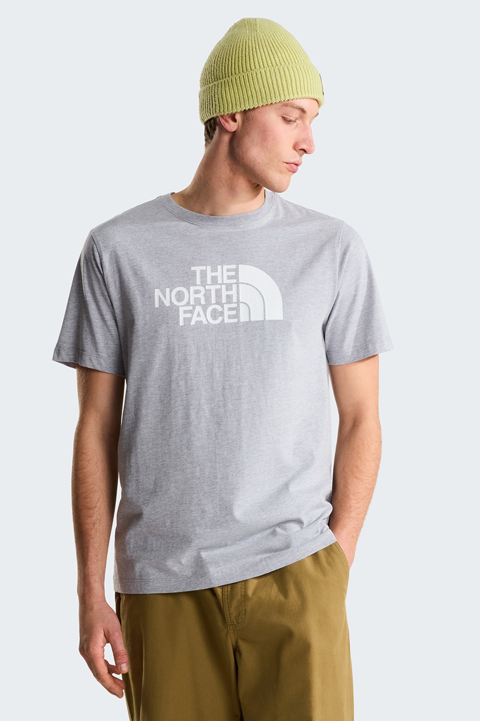 The North Face, Tricou cu decolteu la baza gatului si imprimeu logo Evolution, Gri deschis melange, XL