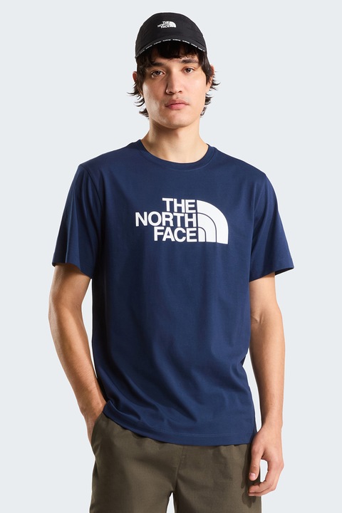 The North Face, Тениска Evolution с овално деколте и лого, Тъмносин