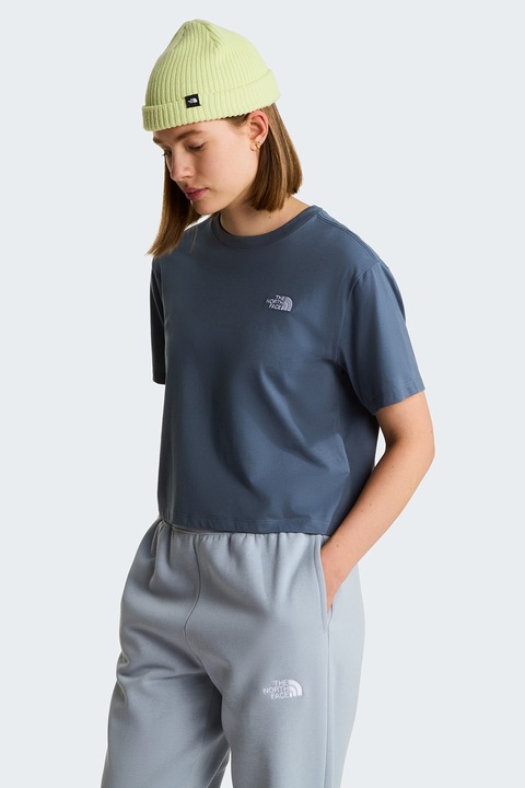 The North Face, Tricou crop cu logo Evolution Dome, Gri carbune