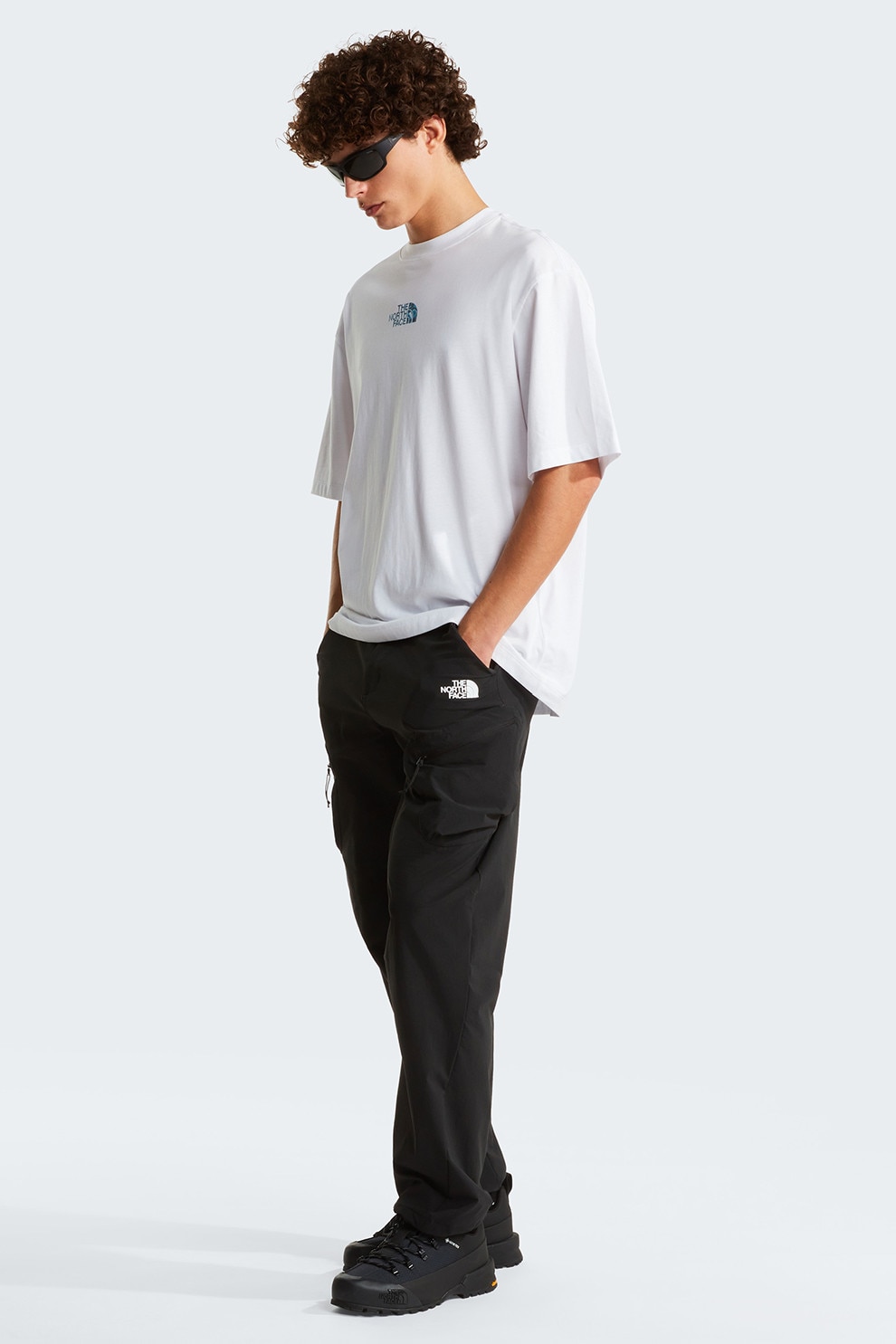 The North Face, Tricou supradimensionat cu detaliu logo, Alb, Albastru royal, M