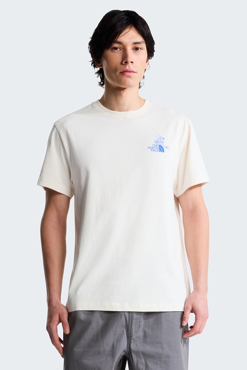 The North Face, Tricou cu imprimeu grafic pe partea din spate Mountain Celebration, Rosu/Albastru pastel/Alb murdar/Verde menta