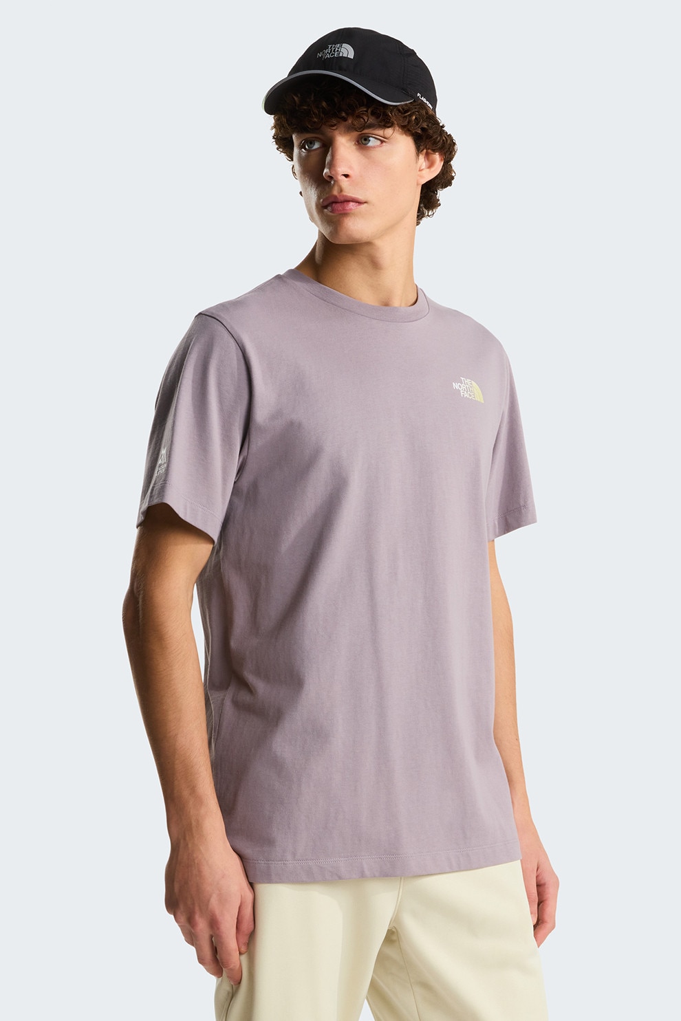 The North Face, Tricou cu decolteu la baza gatului si imprimeu pe partea din spate, Verde fistic, Liliac prafuit, M