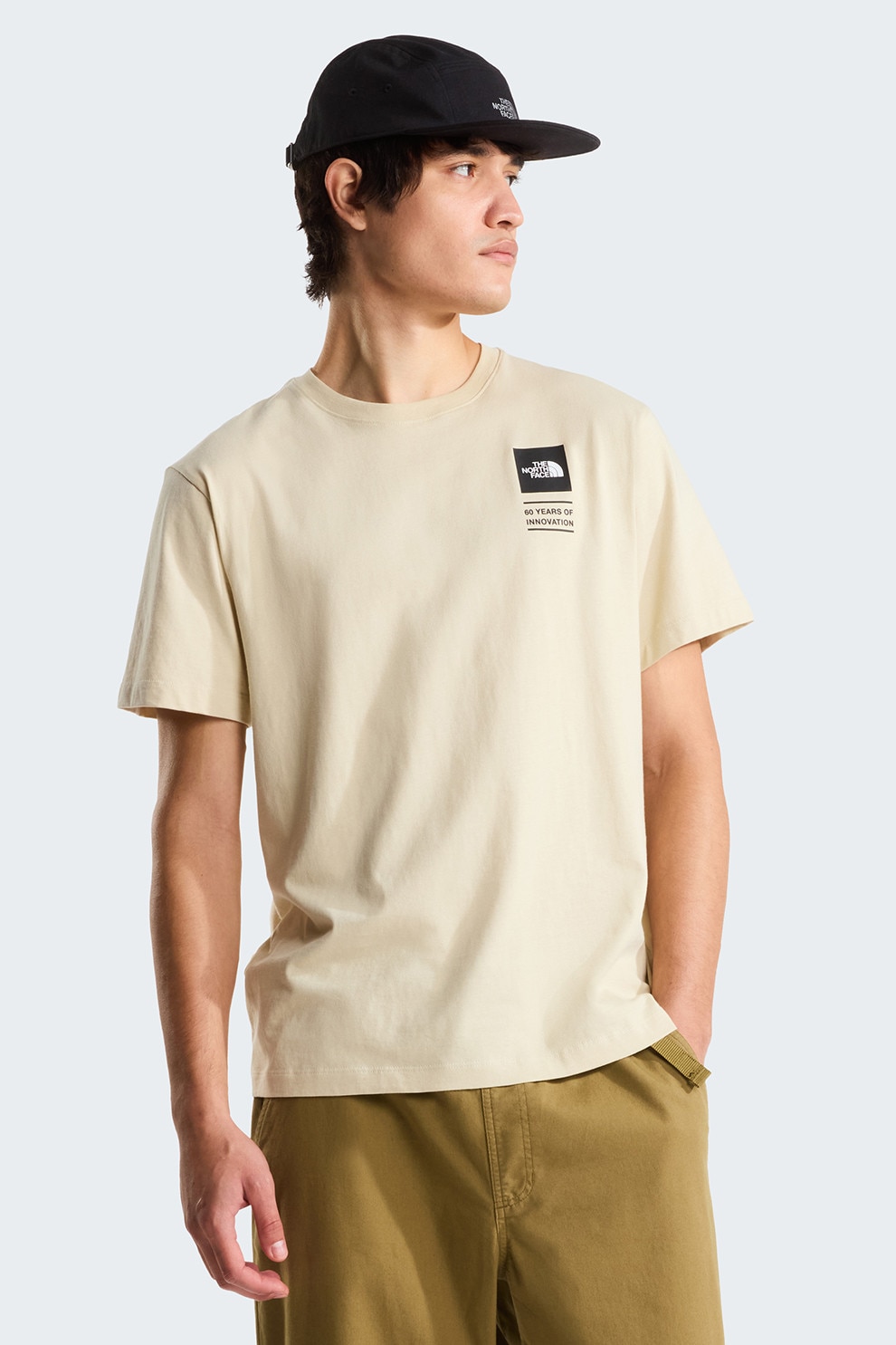 The North Face, Tricou din bumbac cu imprimeu pe partea din spate Icon, Rosu, Verde, Galben, Violet, Maro camel, 2XL