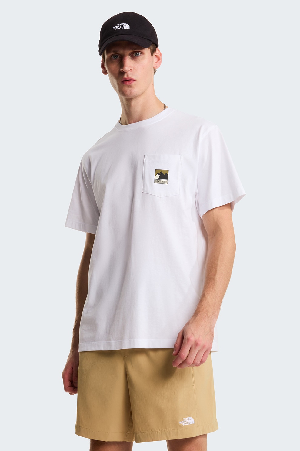 The North Face,Tricou lejer din bumbac Mountain, Alb, Verde masliniu, 2XL
