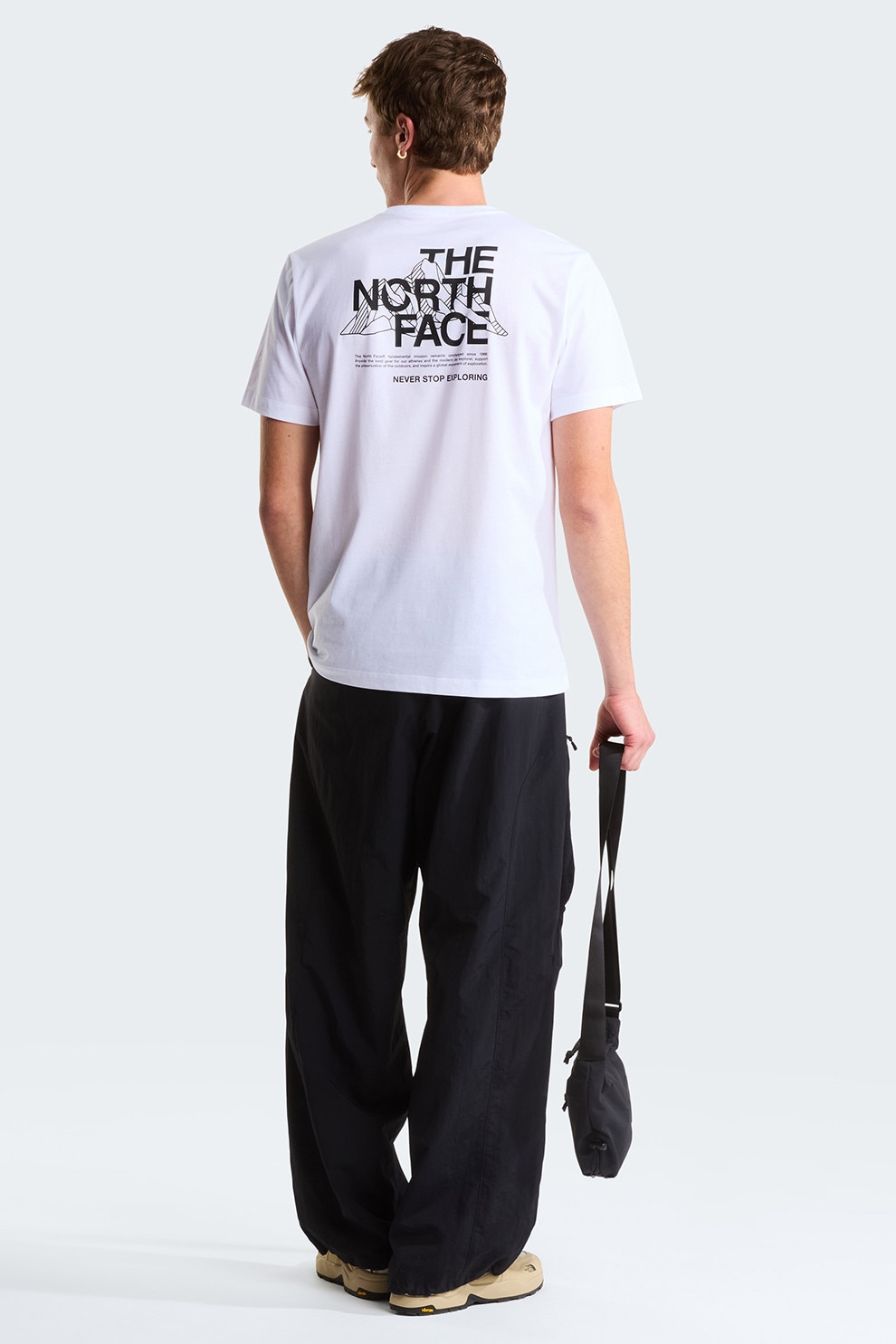 The North Face, Tricou cu decolteu la baza gatului Mountain Sketch, Negru stins, Alb optic, M