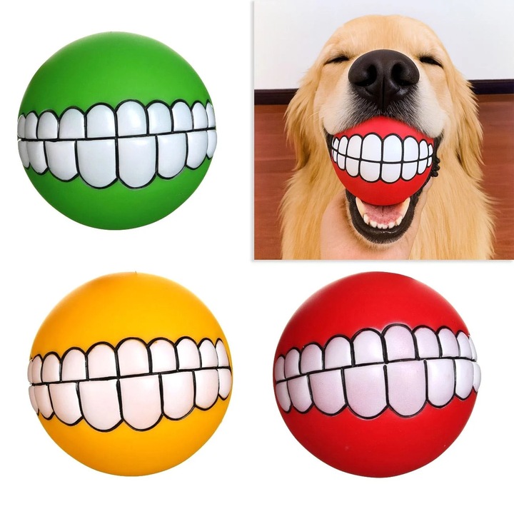 Színes labda fogakkal és fénnyel kutyáknak 7.5cm