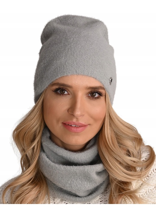 Caciula si komin dama Alur, gri, din alpaca, dimensiune universala