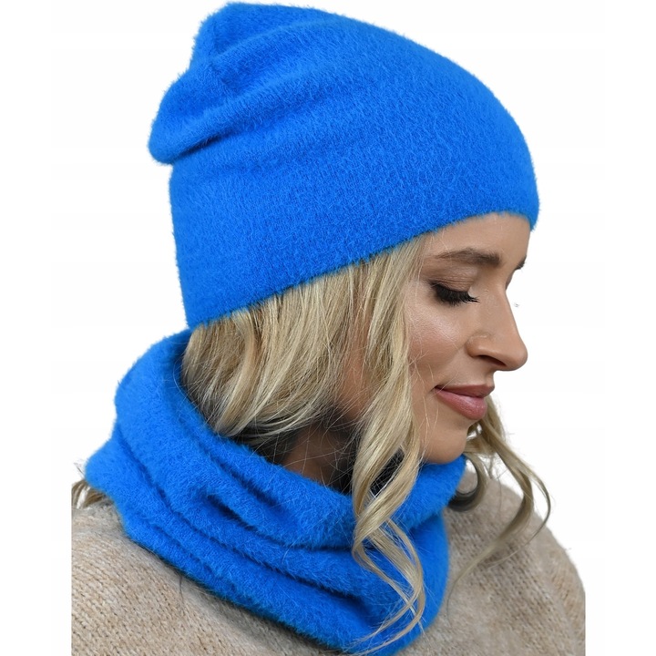 Caciula si komin dama Alur, alpaca, culoare albastra, dimensiune universala