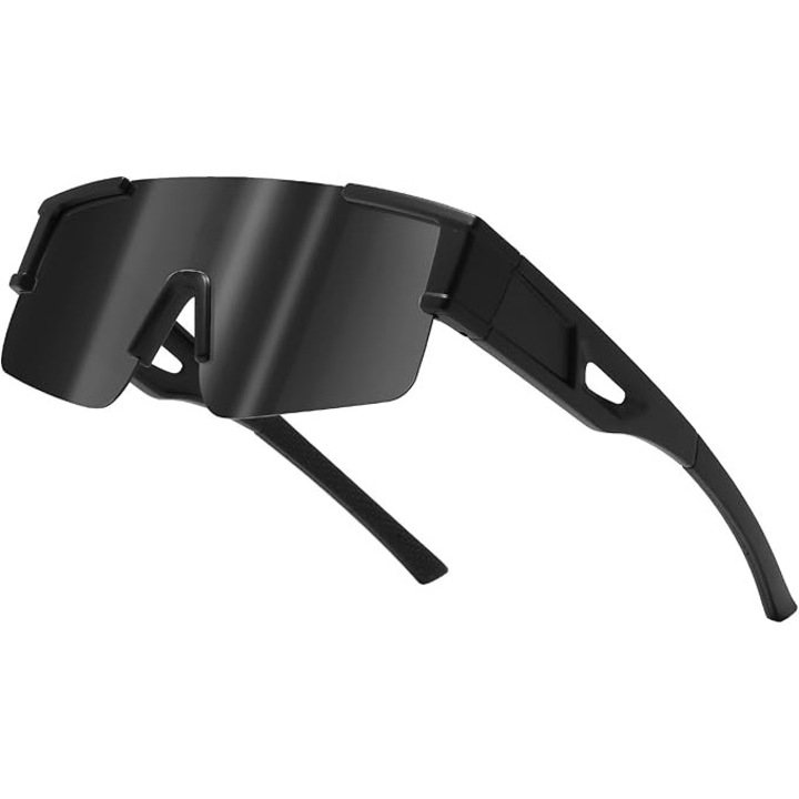 Ochelari de soare barbati polarizati, negru, PVC, 400 UV, 22-24 inch
