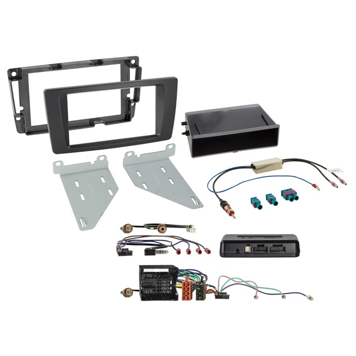 2-DIN beépítőkeret szett kerettel és 52 tűs i-adapterrel, ACV, fekete