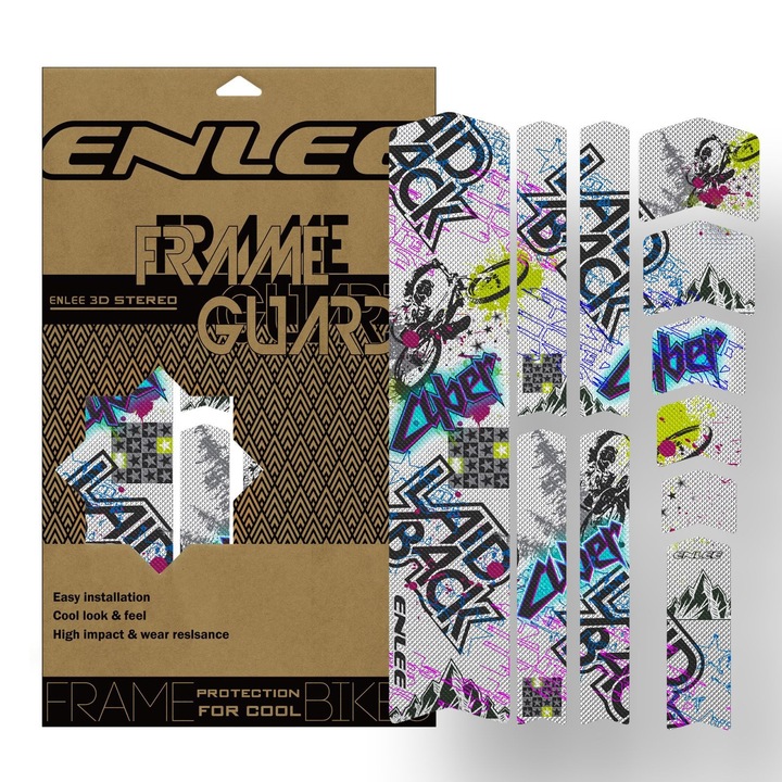 Set 10 Protectii Cadru Bicicleta, ENLEE, PVC, Impermeabil, 37.7x23x0.2 cm