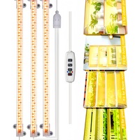 Lampa pentru cresterea plantelor, Wacorresi®, Banda rigida cu LED, 1 Set 3 piese, Timer Automat 3/9/12h, pentru cresterea accelerata a plantelor, 10 tipuri de luminozitate, 3 Moduri de Lumina, aluminiu, negru