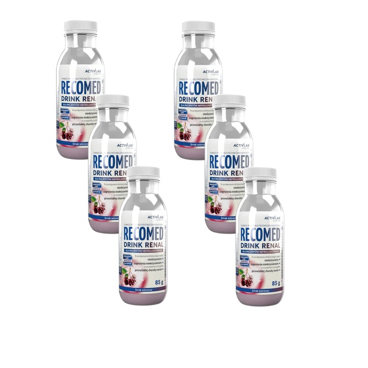 ActivLab RECOMED Drink Renal, перорална напитка, вкус череша, комплект 6x85g, с намалено съдържание на протеини, хиперенергийно хранене