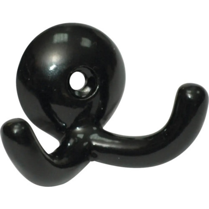 Cuier dublu 48x37x21mm, aluminiu negru