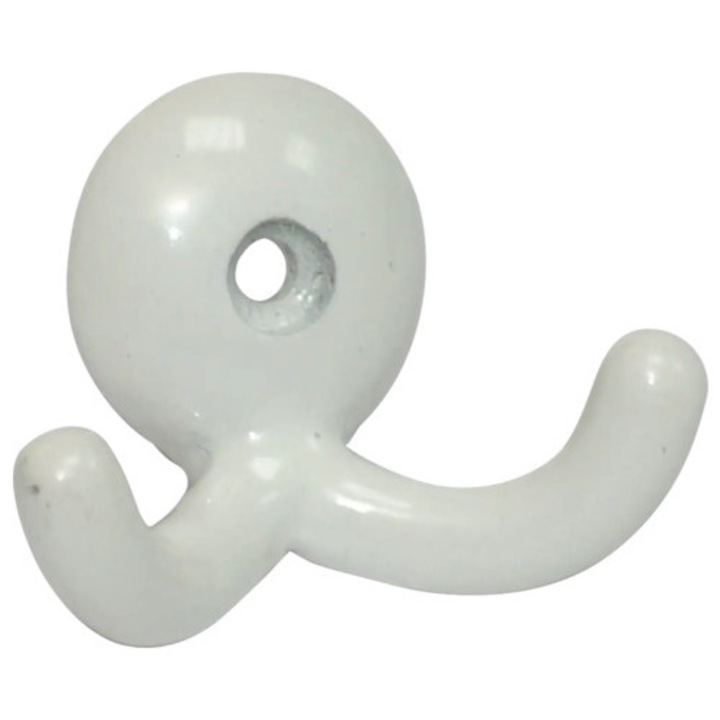 Cuier dublu 48x37x21mm, aluminiu alb