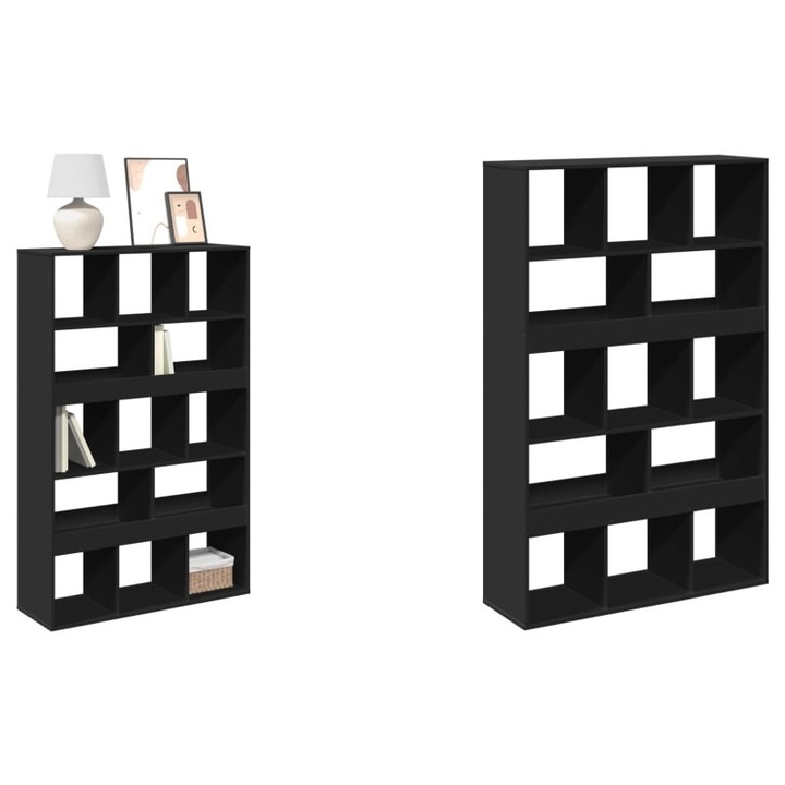 Biblioteca, negru, 100x33x156, 5 cm, lemn prelucrat