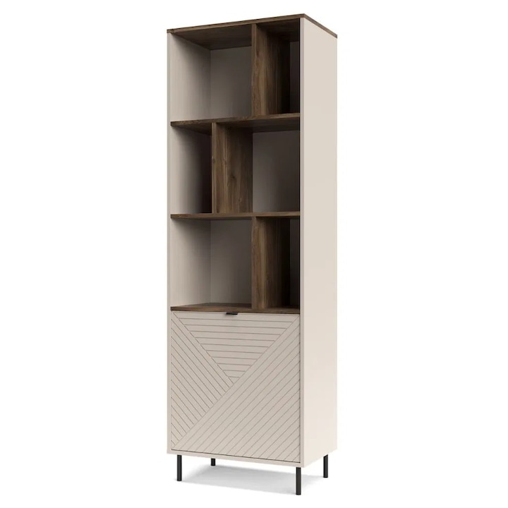 Biblioteca deschisa Expomob EVO, 1 usa, dimensiune 63,4x40x194,6 cm, culoare casmir + stejar castello