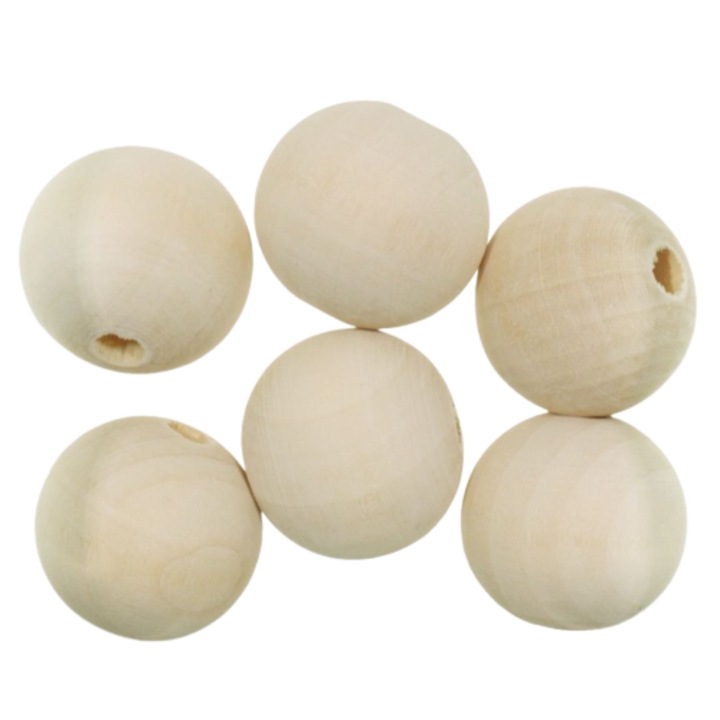 Bile din lemn naturale 24mm, set 50 bucati, mat