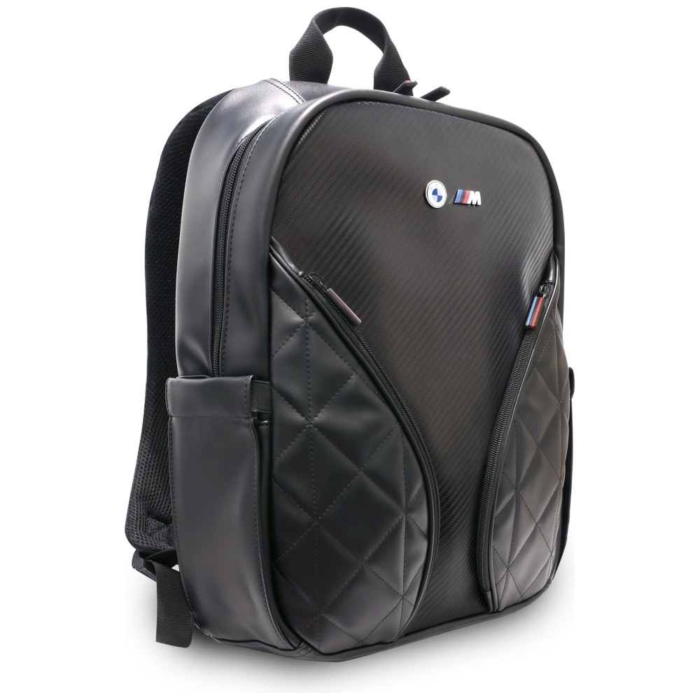 Rucsac pentru laptop BMW Carbon Pockets and Metal Logo, Compatibil cu laptop de 16 inch, Negru