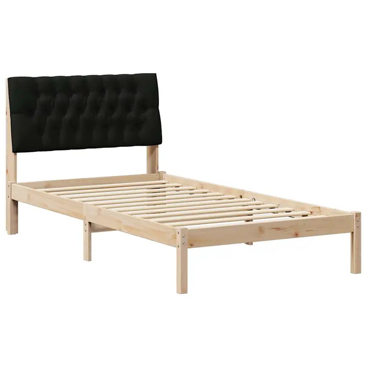 Cadru de pat vidaXL, cu tablie tapitata cu headboard Maro 100 x 200 cm
