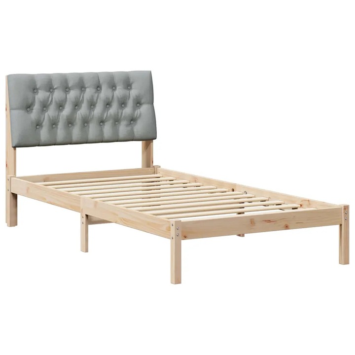 Cadru de pat vidaXL, cu tablie tapitata cu headboard Maro 100 x 200 cm