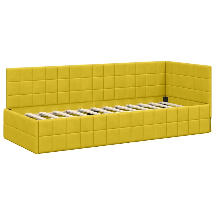 Cadru de pat coltar vidaXL, headboard Galben, 80cm x 200cm, Catifea
