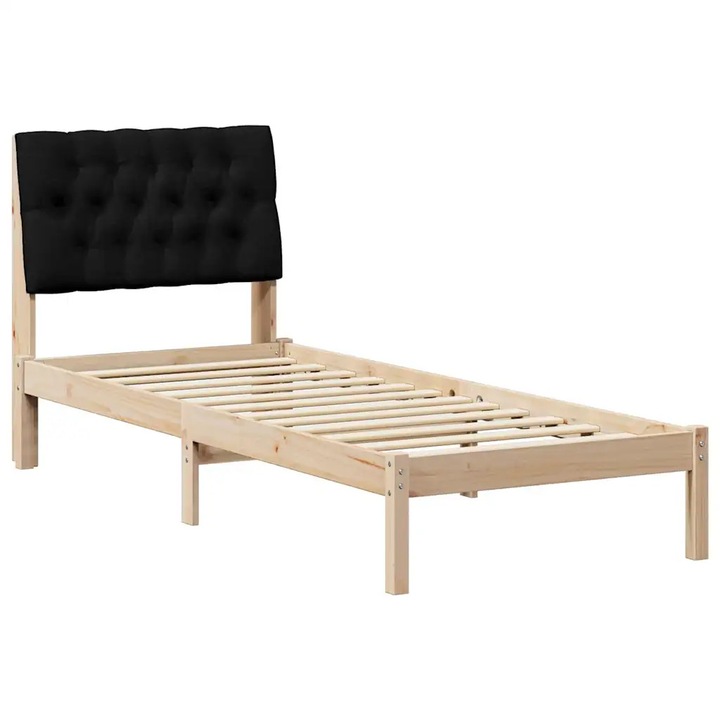 Cadru de pat vidaXL, cu tablie tapitata cu headboard Maro 75 x 190 cm