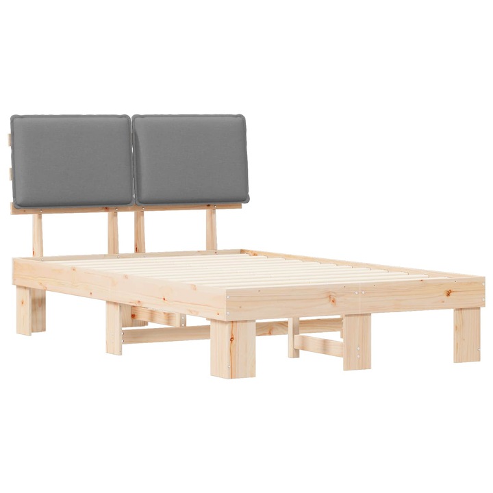 Cadru de pat vidaXL, cu tablie tapitata Gri deschis 120 x 200 cm