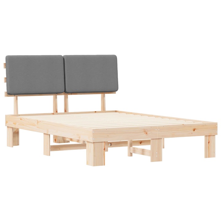 Cadru de pat vidaXL, cu tablie tapitata Gri deschis 150 x 200 cm