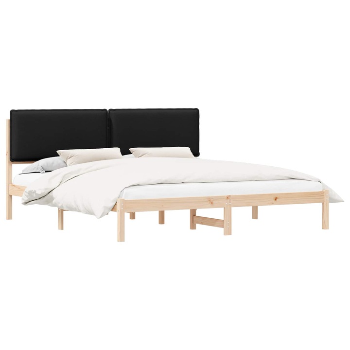 Cadru de pat vidaXL, cu tablie tapitata cu headboard, Negru, 200 x 200 cm