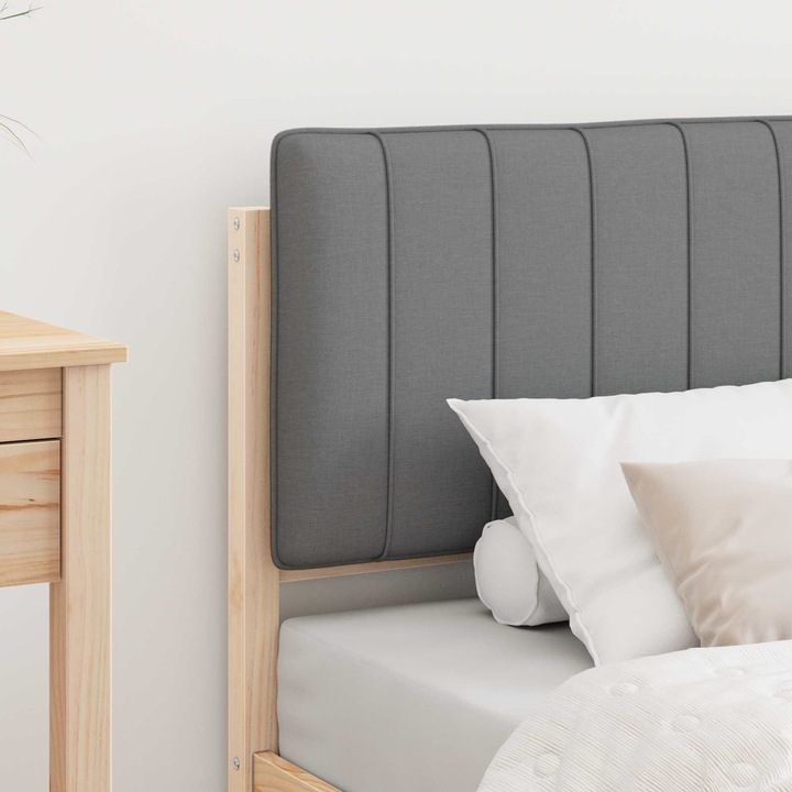 Cadru de pat, vidaXL, Gri deschis, 80x200 cm, cu tablier tapitat si husa lavabila, set complet