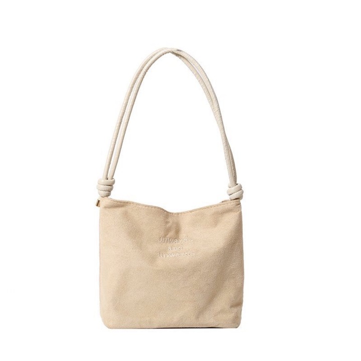 Geanta de mana din piele de caprioara, design minimalist, maro inchis, 23xewqfwq20x9, Alb, 23*9cm