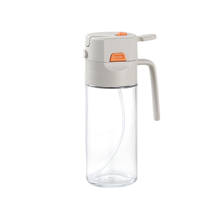 Sticla pentru ulei cu deschidere automată, pulverizare și turnare, fără picurări, 600ml, transparent