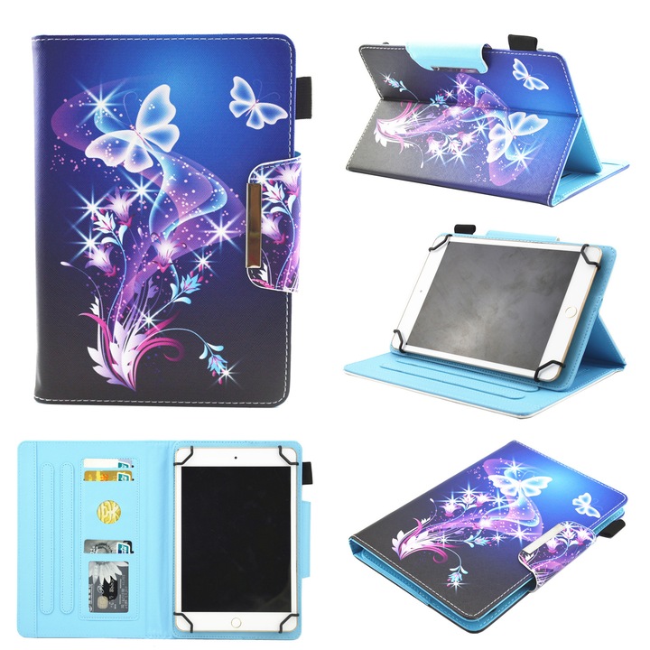 Univerzális tok 10-10, 1 hüvelykes Android táblagépekhez, 360 fokban forgatható, több szögből állítható állvány Univerzális tok 10-10, 1 és minden 9, 5-10, 5 hüvelykes táblagéphez, fényes pillangó, Univerzális, 10, 360 fokban forgatható, 10, 10.1