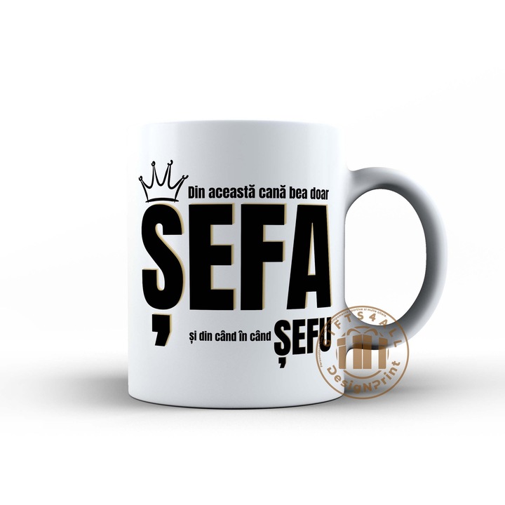 Cana Haioasa „Din aceasta cana bea doar SEFA si din cand” – Cadou pentru Femei, Ceramica, 250 ml