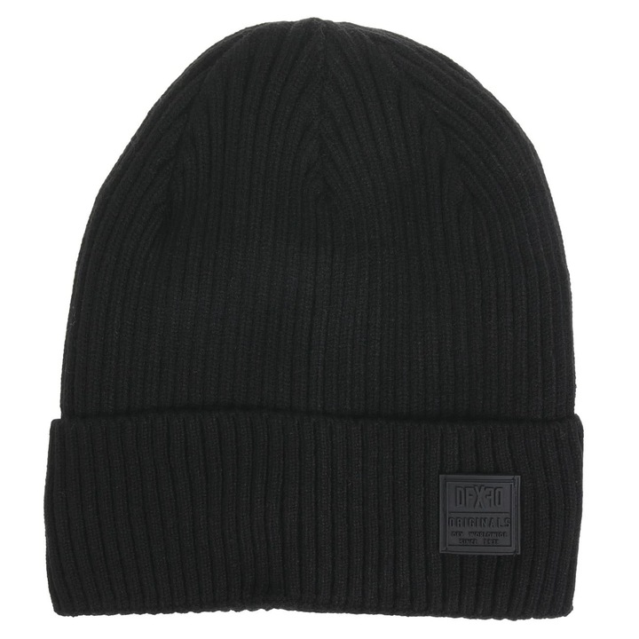 Caciula Tricotata Neagra cu Captuseala & PU pentru Barbati