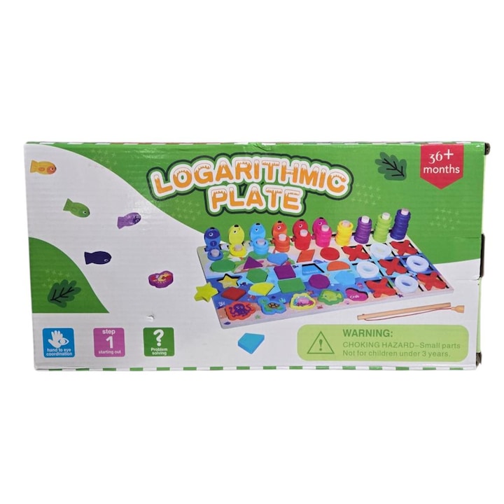 Joc educativ set 4 in 1 Piccolino, sortator cu forme geometrice, joc de pescuit magnetic, 3 ani