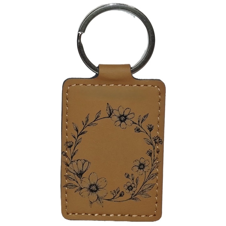Virágkoszorús öko-bőr kulcstartó