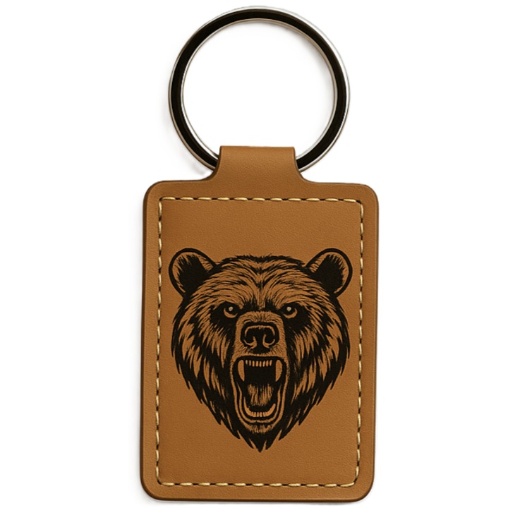 Medvefej öko-bőr kulcstartó