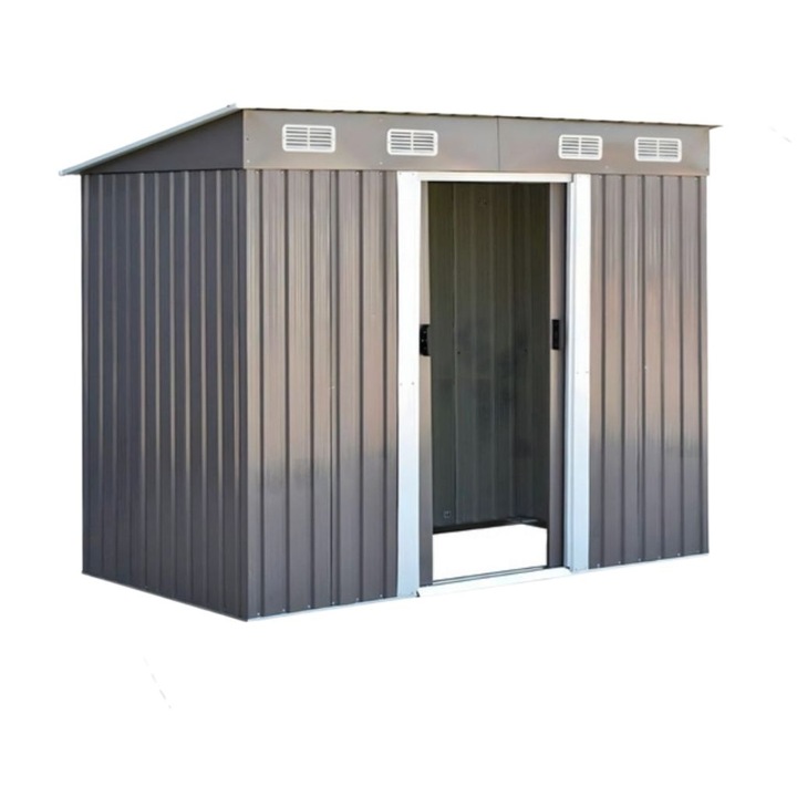 Градинска къща за инструменти, Метална конструкция, Вентилационни отвори, Заключваща врата, 238 × 126 × 181 сантиметра, Според наличностите