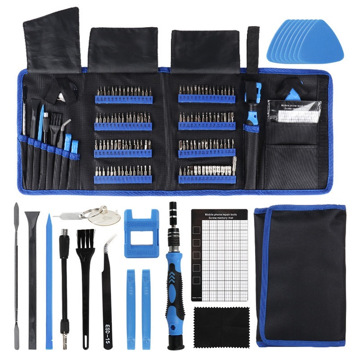 TodyJeyHo professzionális javítókészlet, 142 funkció, 120 mágneses szerszám, Oxford táska, multifunkcionális