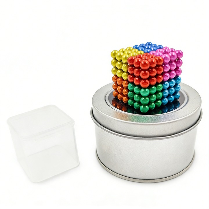 Set de jocuri educaționale TodyJeyHo, 216 bile magnetice, 68 de culori, 5mm