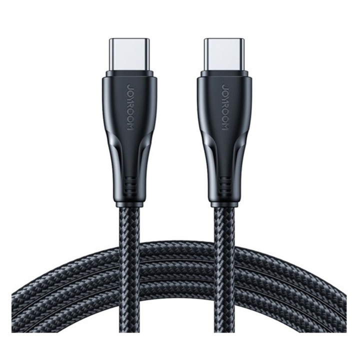 Joyroom surpass adatkábel, type-c - type-c, 60w, gyorstöltő, törésgátló, 25cm, fekete