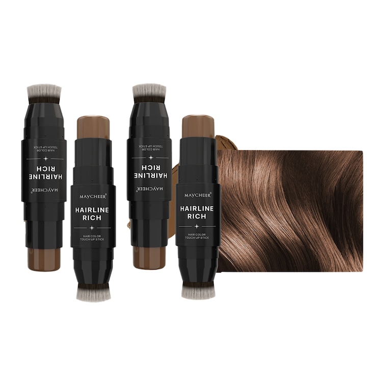 Set 2 x Stick Corector Linie a Parului, Culoare Castaniu Deschis, pentru Umplerea Golurilor si Acoperirea Firelor Albe, Rezistent la Apa