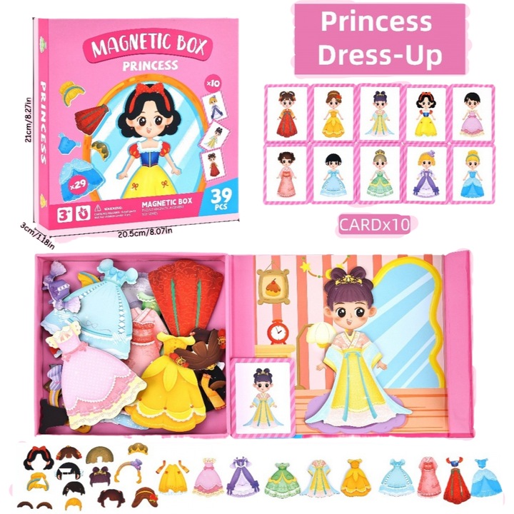 Магнитният пъзел за обличане е образователна играчка, подходяща за деца на възраст между 3 и 6 години – игра за обличане на принцеси