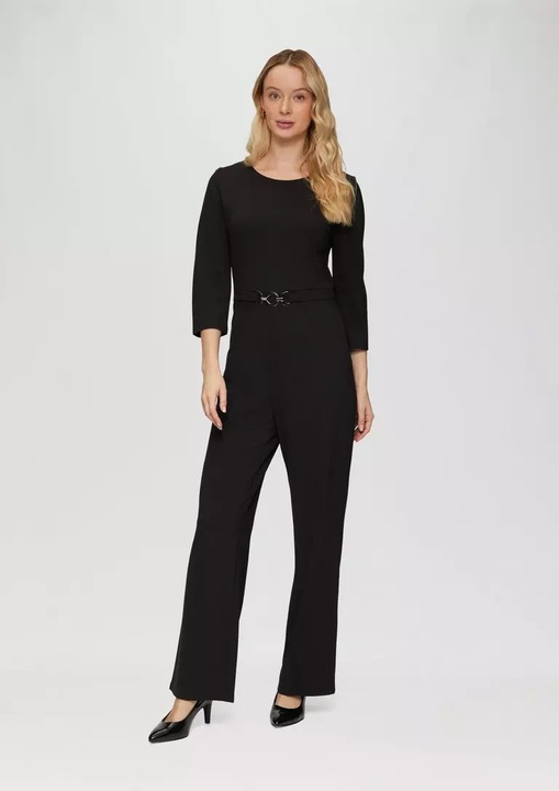 Salopeta dama s.Oliver Black Label lejeră neagră din jerseu cu curea decorativă, 48 EU