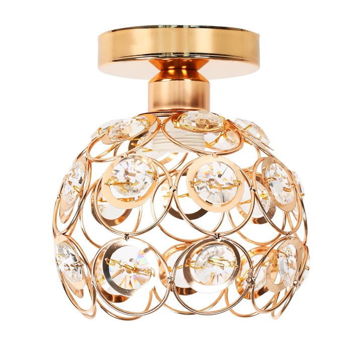 Emeritpro 7 in. Mini cristal auriu 1-light, montat semi-flush, cu un aspect elegant si modern