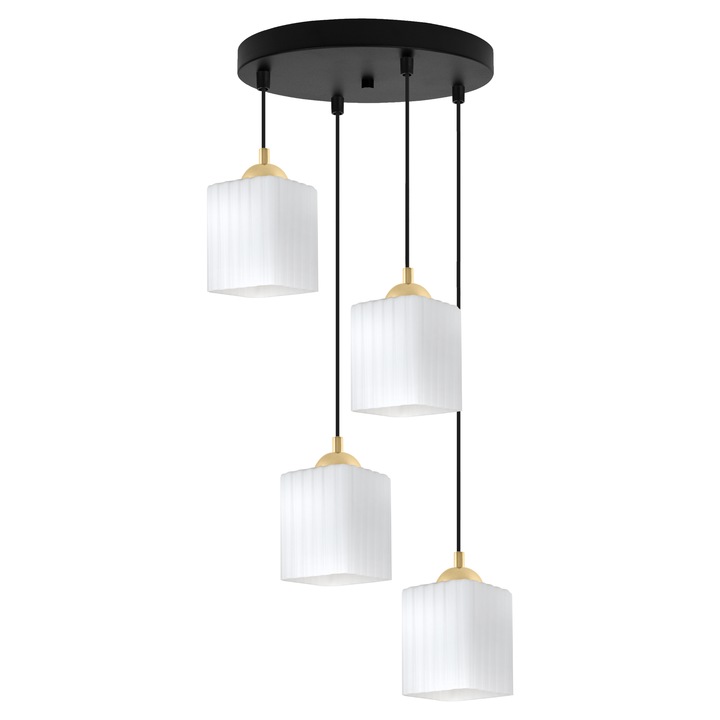 Lampa suspendată Light Home Riffle 4xE27, negru-auriu, dimensiuni 10x12cm