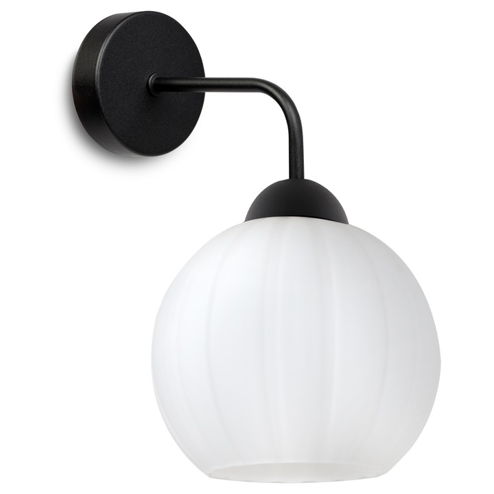 Aplica de perete Light Home Costa, neagră, 1 bec glob alb, E27, 15x13, 5cm