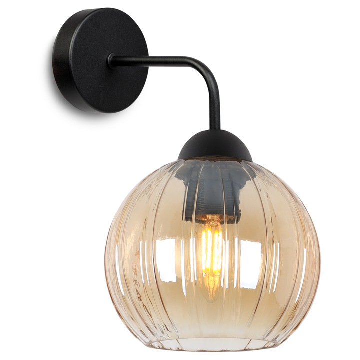 Aplica de perete Light Home Costa, negru, 1 bec E27, design elegant, dimensiuni 15x13, 5cm